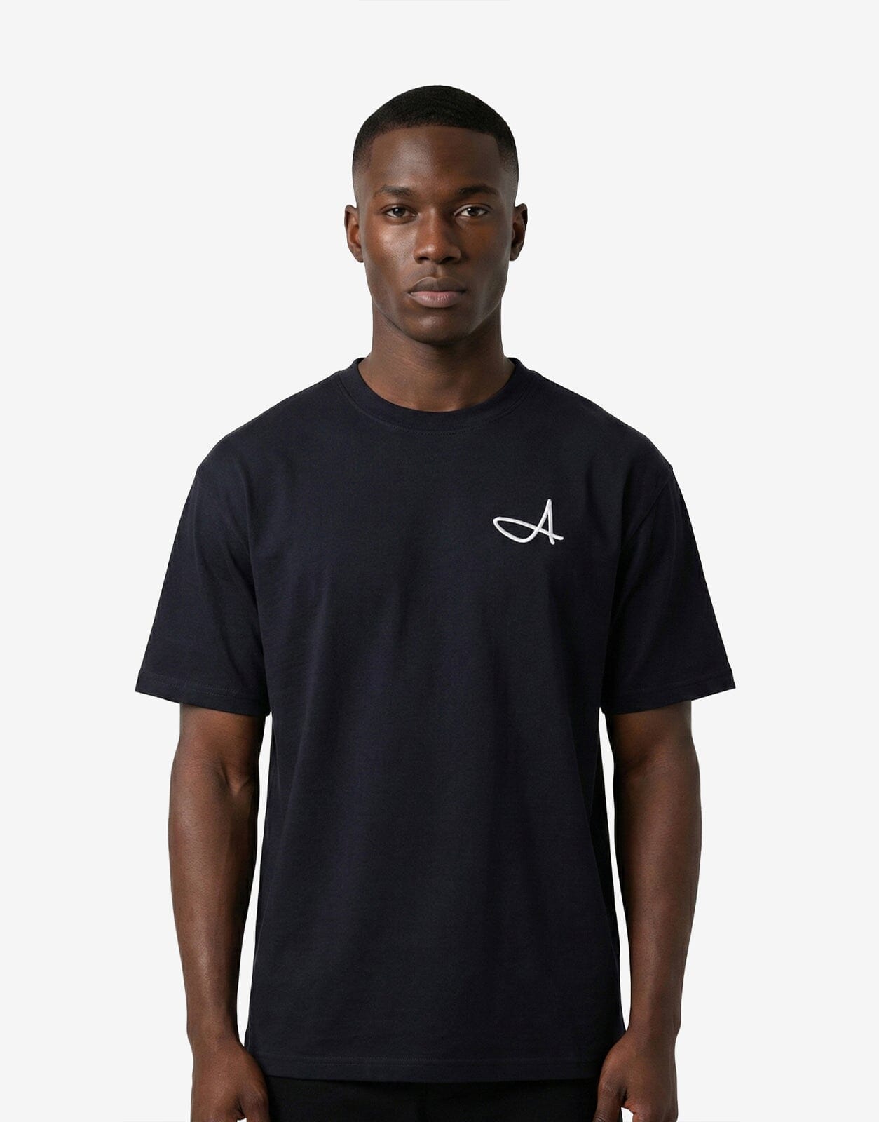 Fade Signature A Boxy Navy T-Shirt - Subwear
