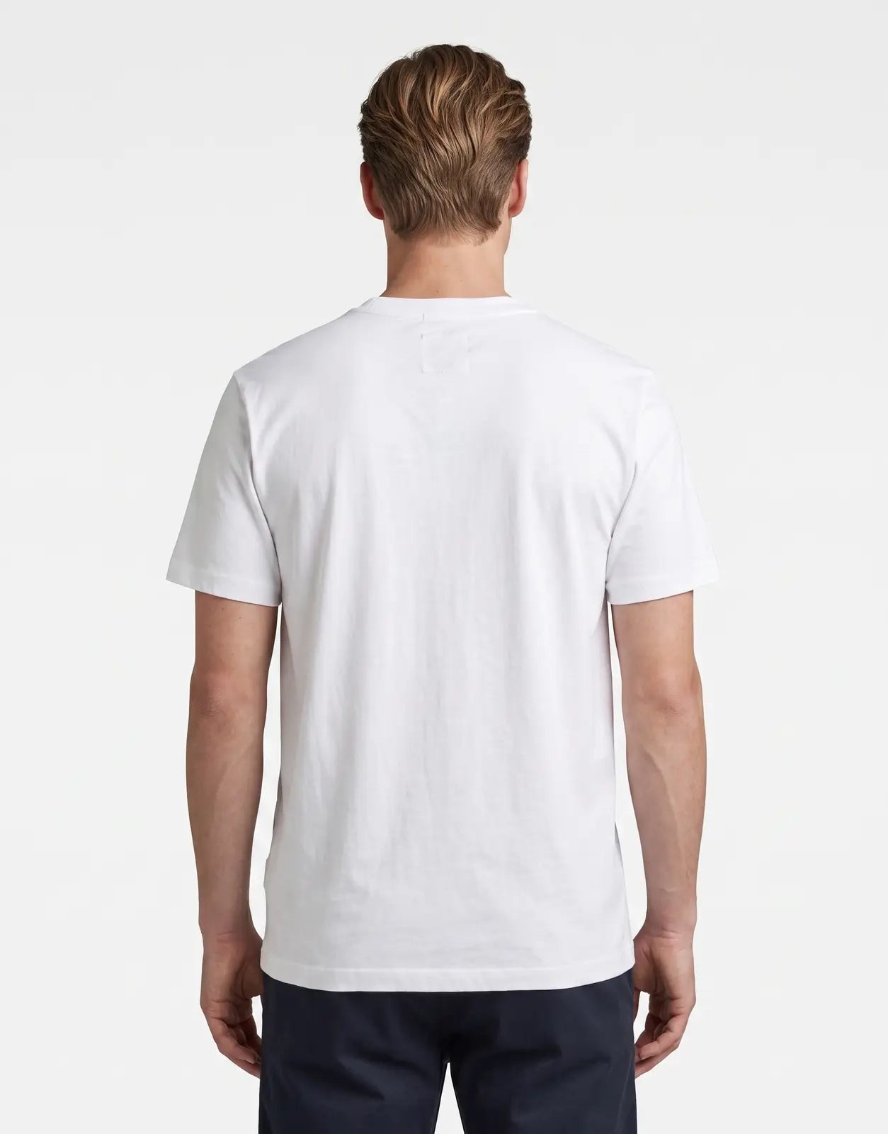 G-Star RAW Logo White T-Shirt, plain white short-sleeve cotton tee shown from above.