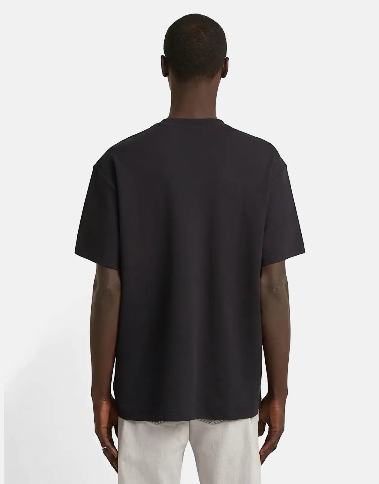 Men's G-Star RAW Script black short-sleeved t-shirt, shown from the back with a relaxed fit