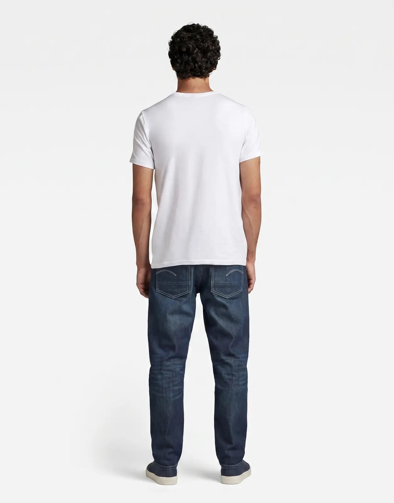 G-Star RAW Slim Base white men's t-shirt, featuring a crew neck and short sleeves, viewed from the back.