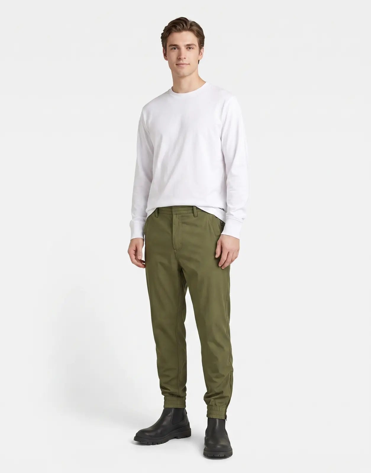 G-Star RAW Trainer RCT 2.0 Shadow Olive Sweatpants for men, featuring a comfortable fit, elastic waist, and ribbed cuffs,