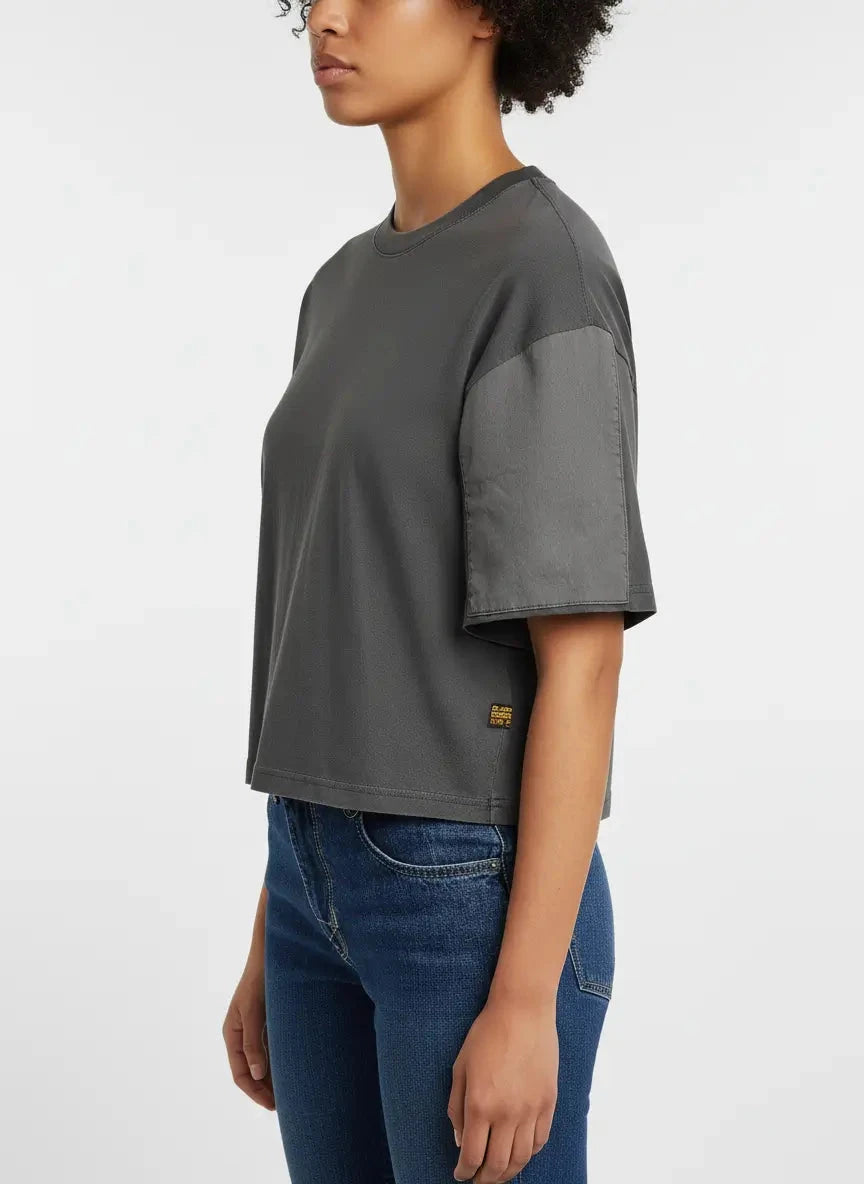 G-Star RAW Washed Mix Boxy Black Cropped T-Shirt - Subwear