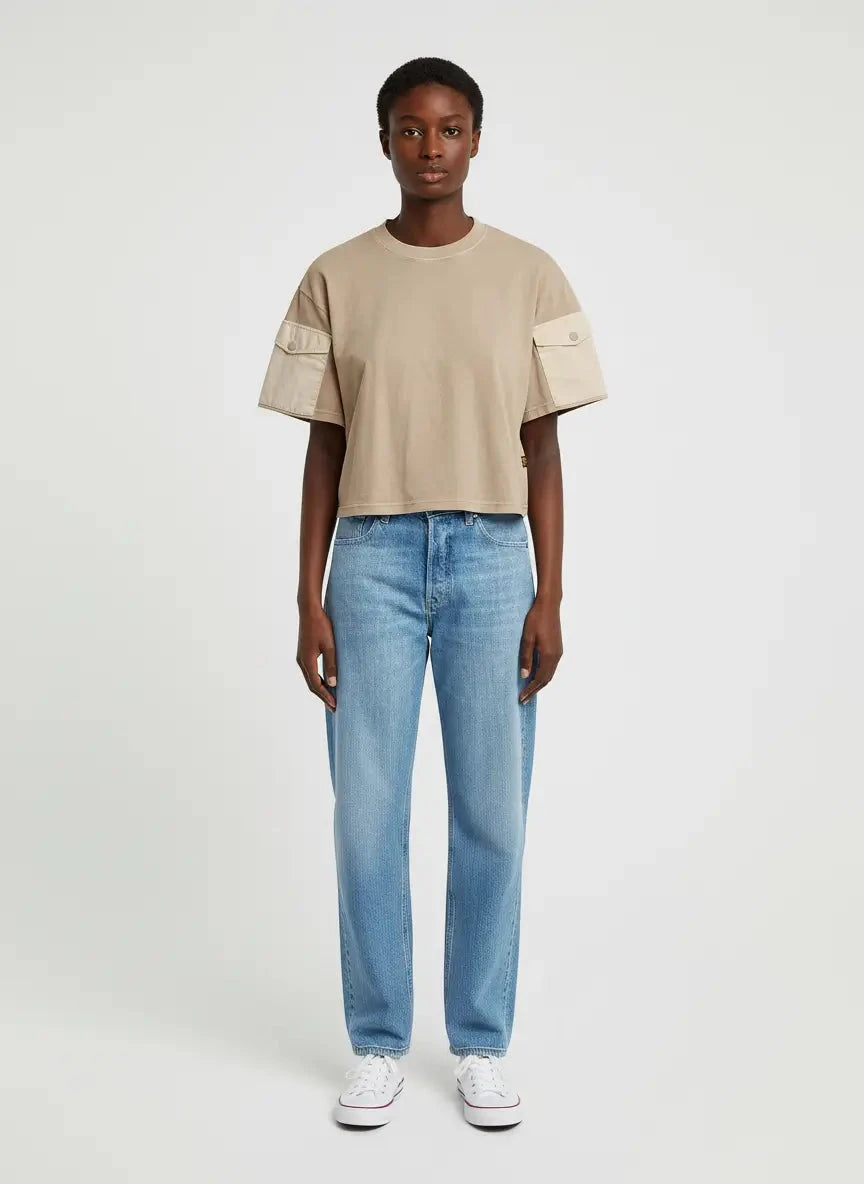 G-Star RAW Washed Mix Boxy Brick Cropped T-Shirt - Subwear