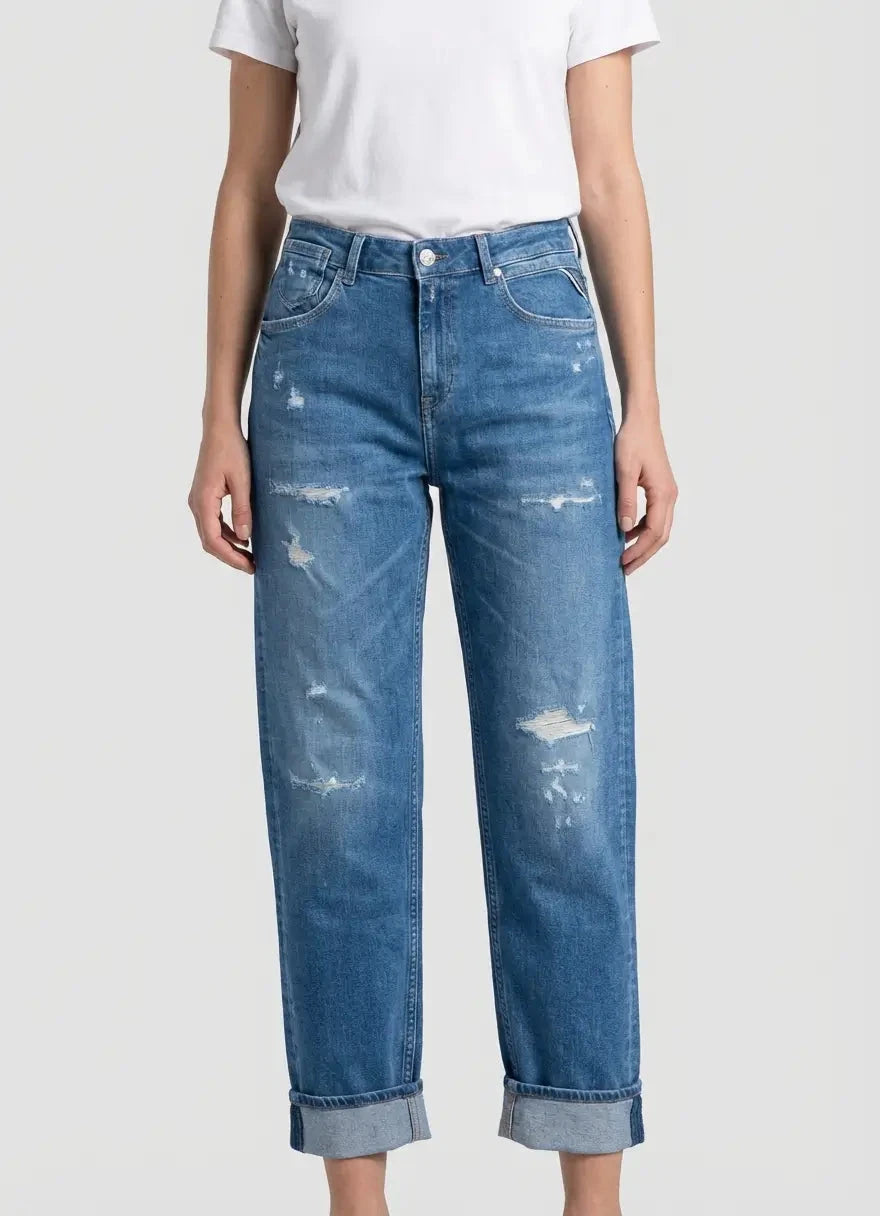 Replay Ladies Marty Boyfriend Ripped Jeans - Subwear