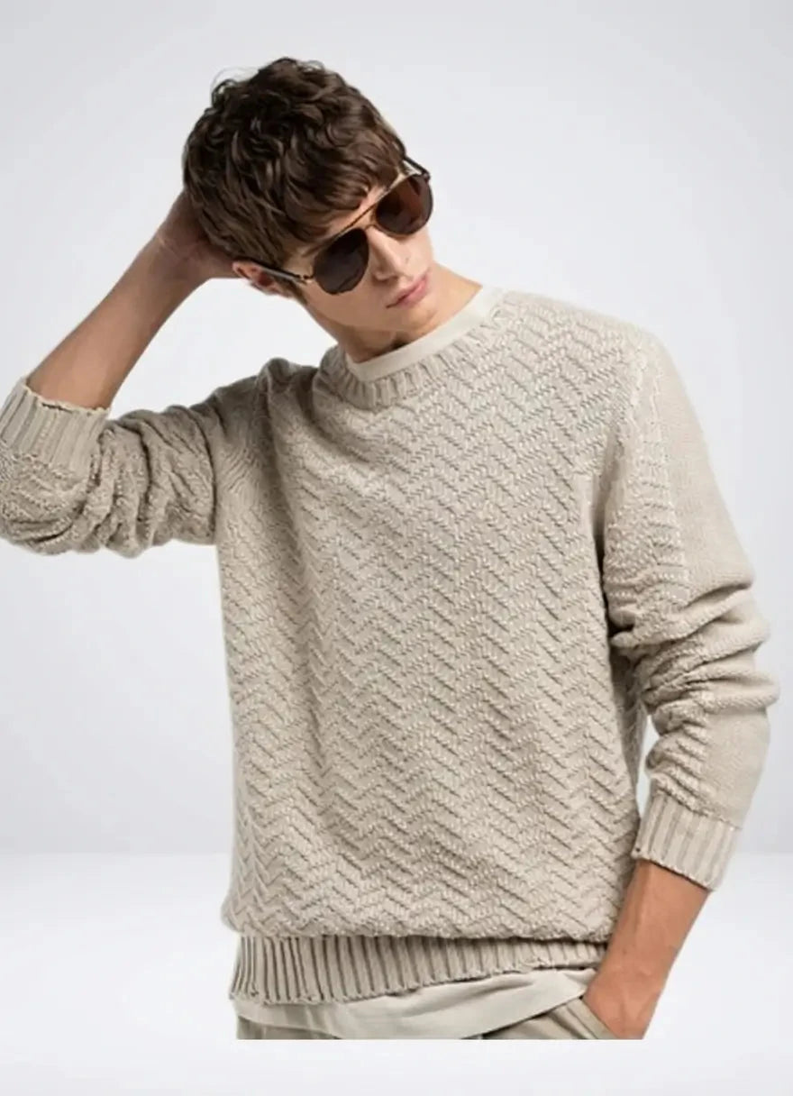 Replay Zig-Zag Brown Rice Knitwear - Subwear