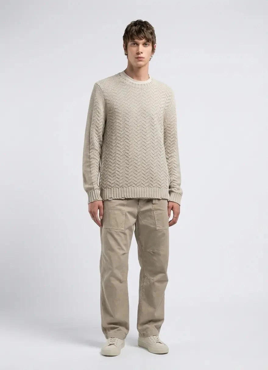Replay Zig-Zag Brown Rice Knitwear - Subwear