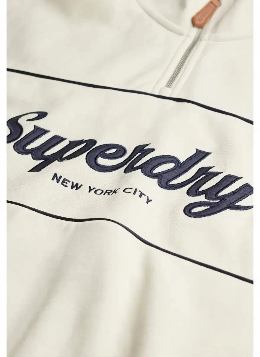 Superdry Country Club Loose 1/4 Zip Off White Sweatshirt - Subwear