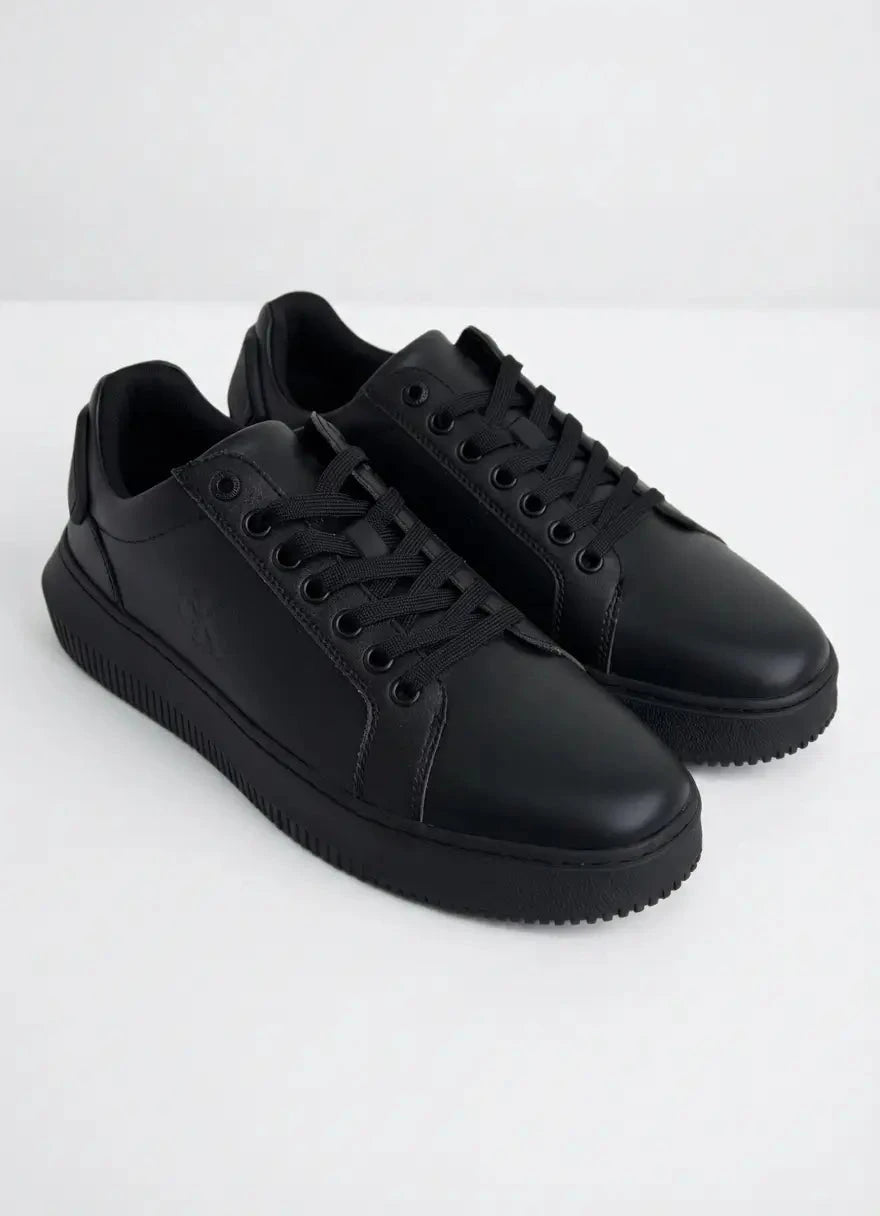 Calvin Klein Chunky Cupsole RU Patch Leather Black Sneaker - Subwear