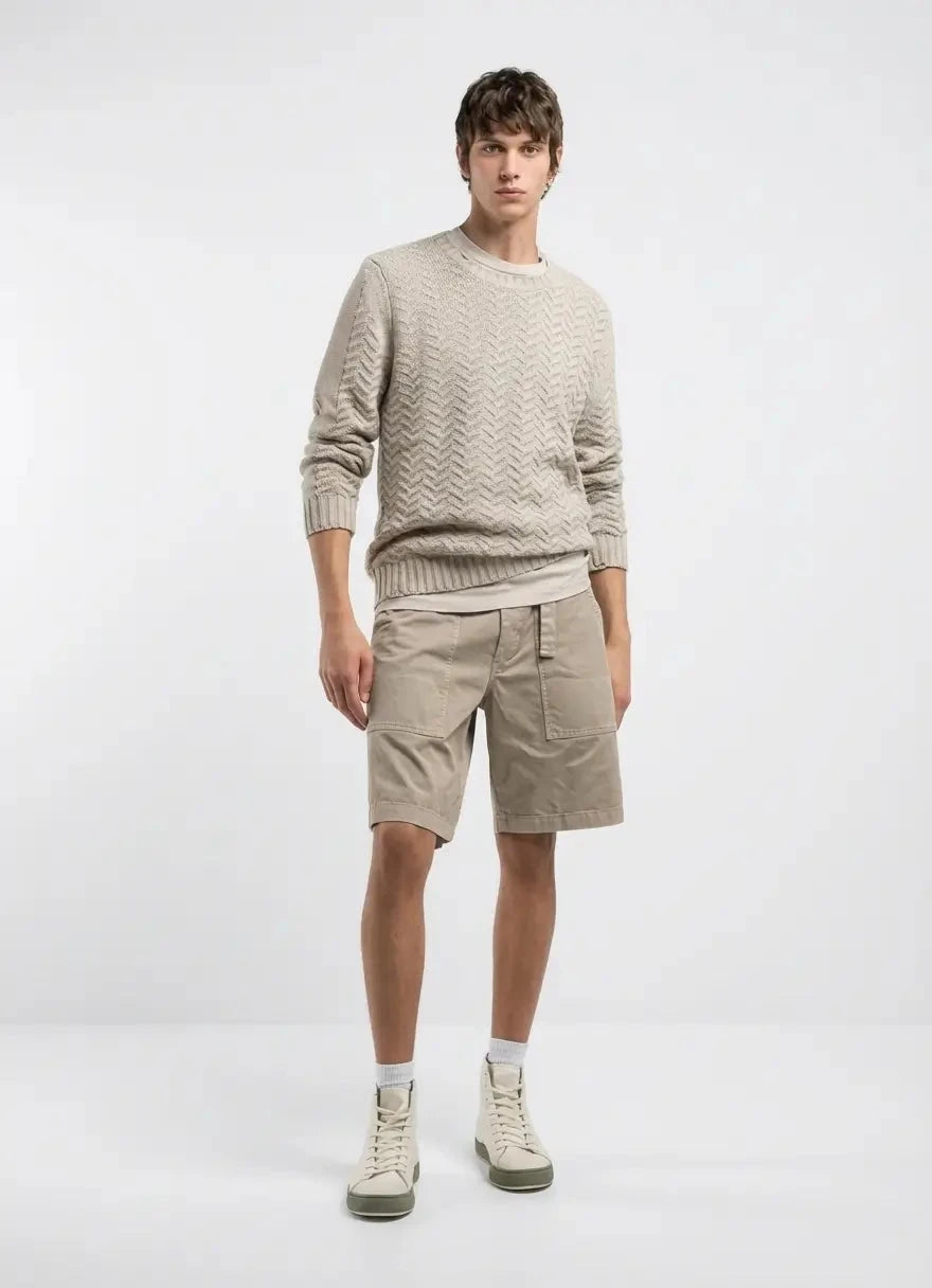 Replay Zig-Zag Brown Rice Knitwear - Subwear