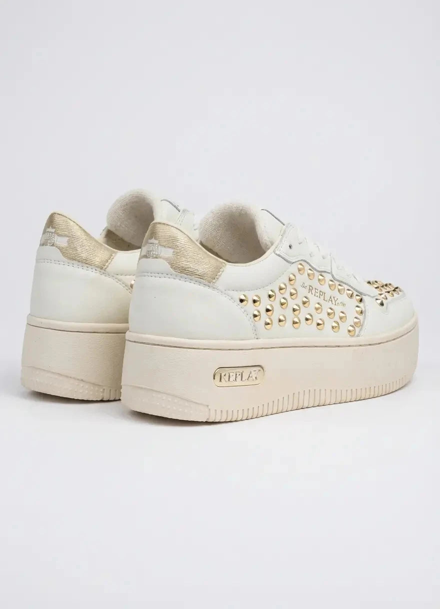 Replay Epic High Studs Off Wht Platinum Sneakers - Subwear