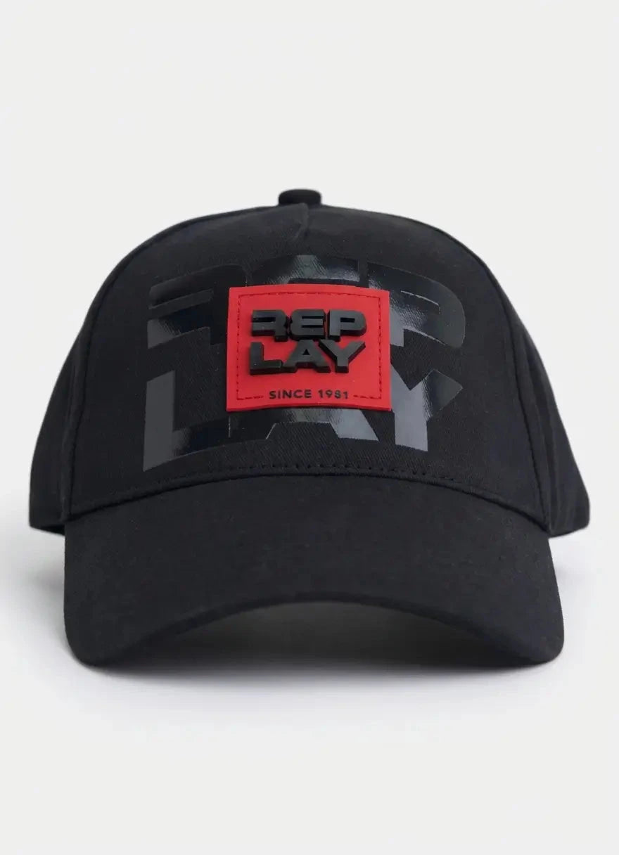 Replay Red Logo Black Cap - Subwear