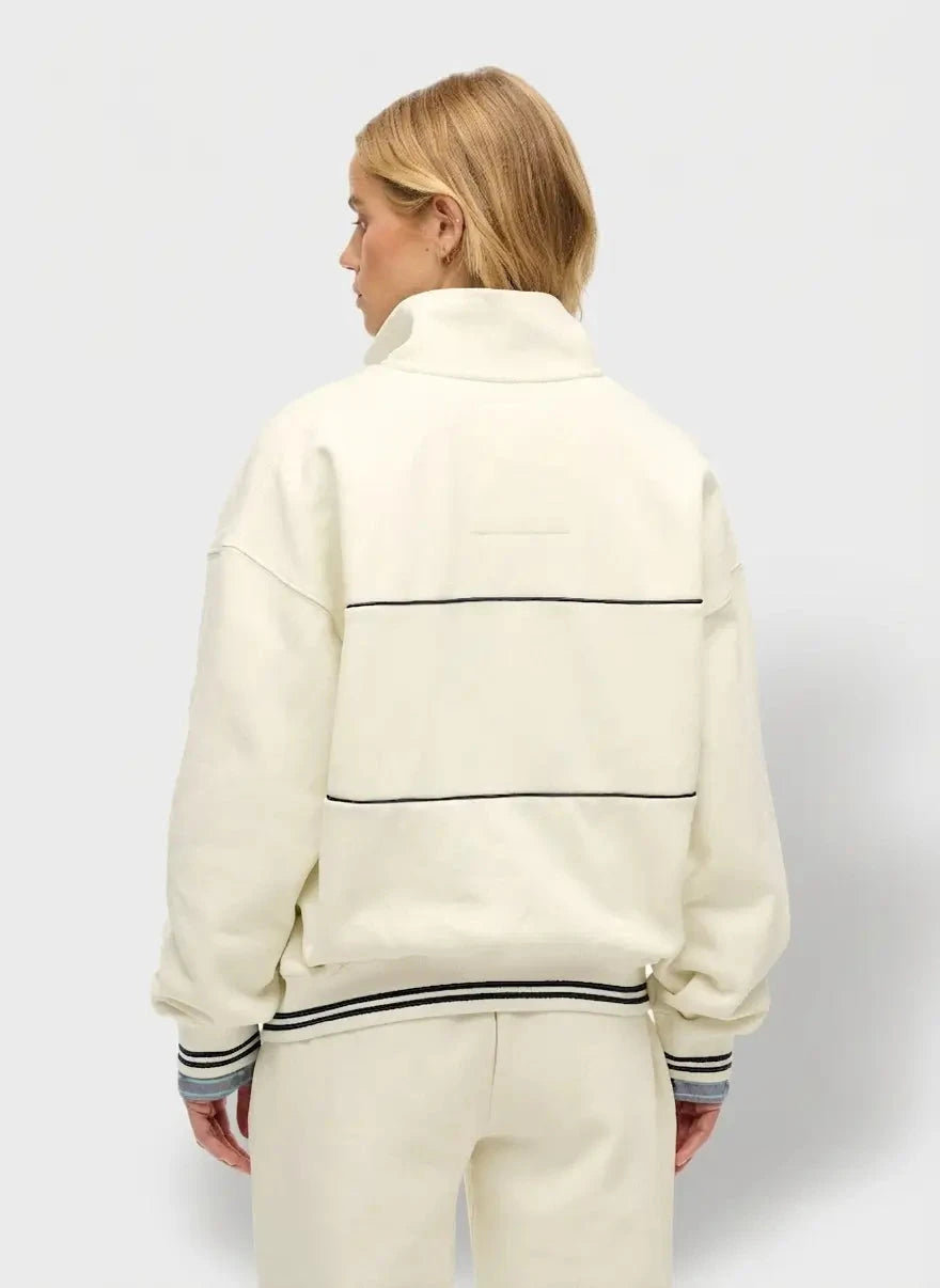 Superdry Country Club Loose 1/4 Zip Off White Sweatshirt - Subwear