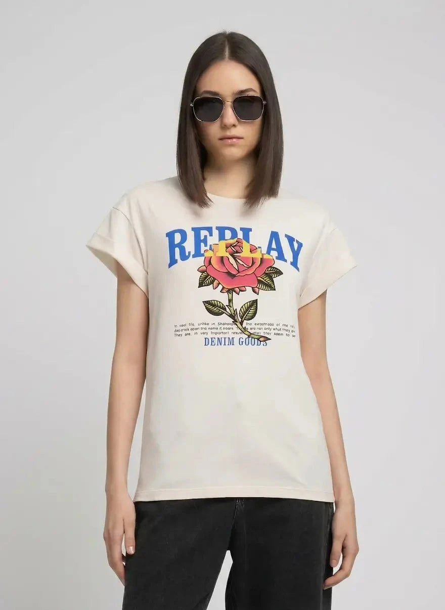Replay Rose Winter White T-Shirt - Subwear
