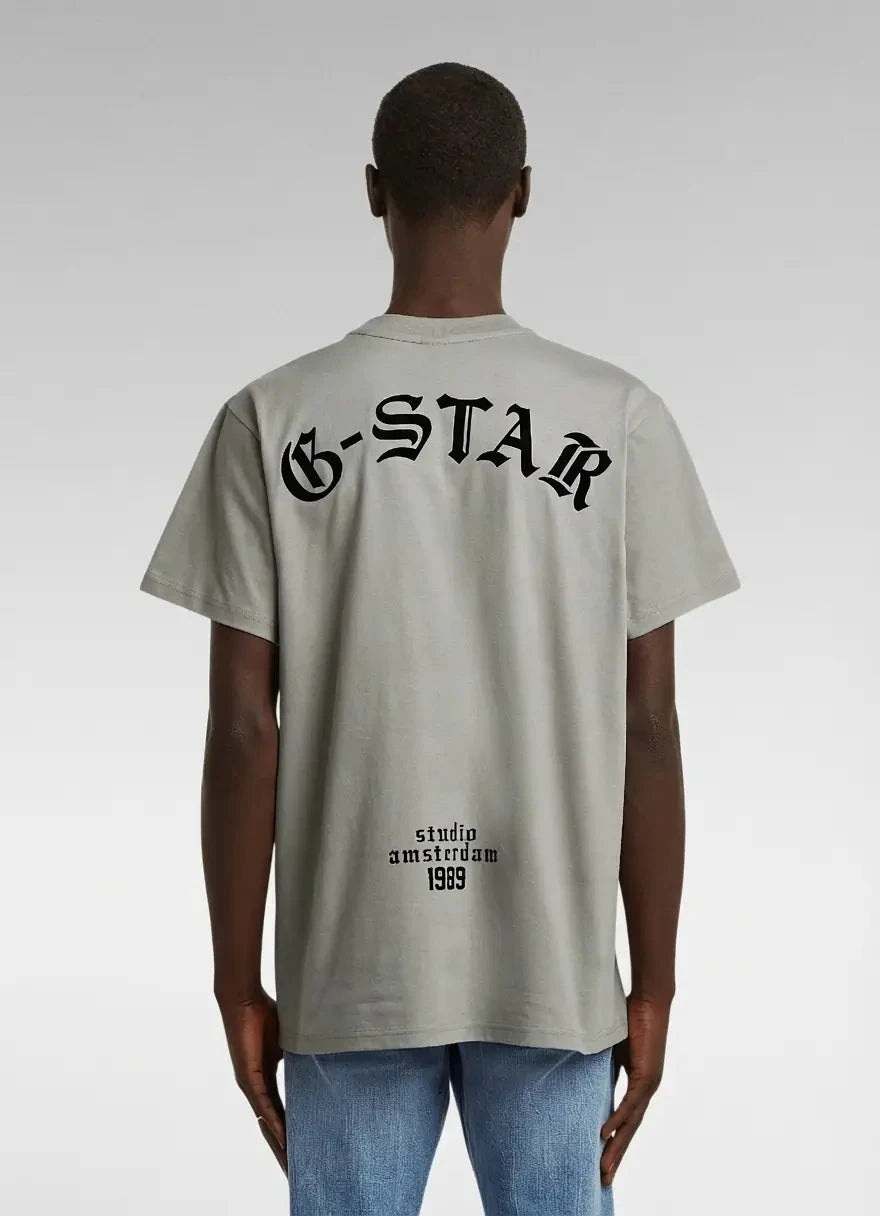 G-Star RAW Flock Back Graphic Wild Dove Loose T-Shirt - Subwear