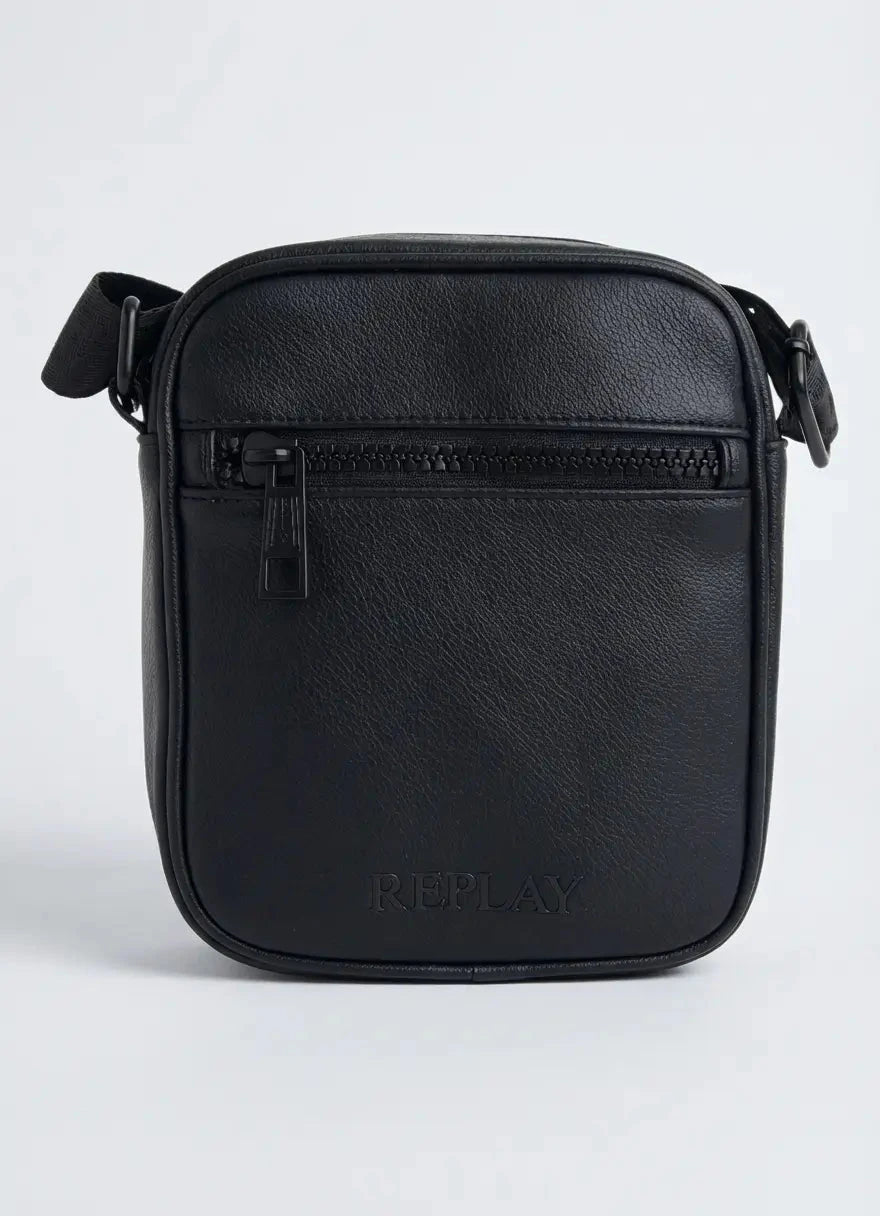 Replay Mini Front Zip Pocket Crossbody Black Bag - Subwear