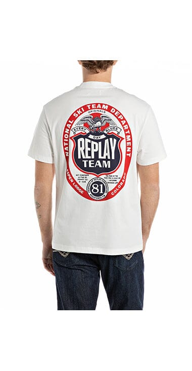 Replay Back Print Logo Natural White T-Shirt - Subwear