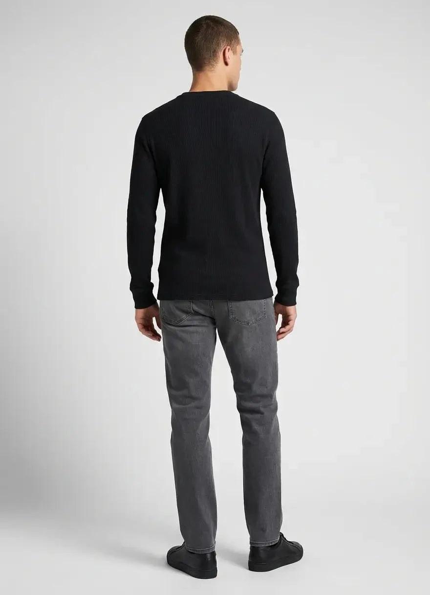 Ben Sherman Henley Waffle Knit Black Top - Subwear