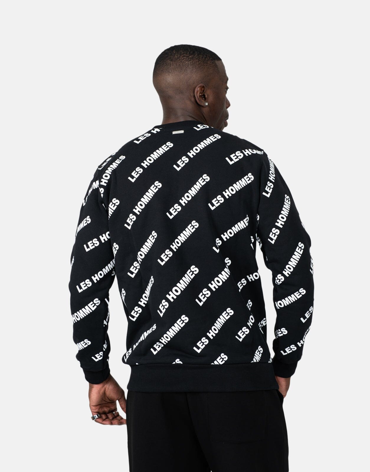 Les Hommes Allover Print Black Sweatshirt - Subwear