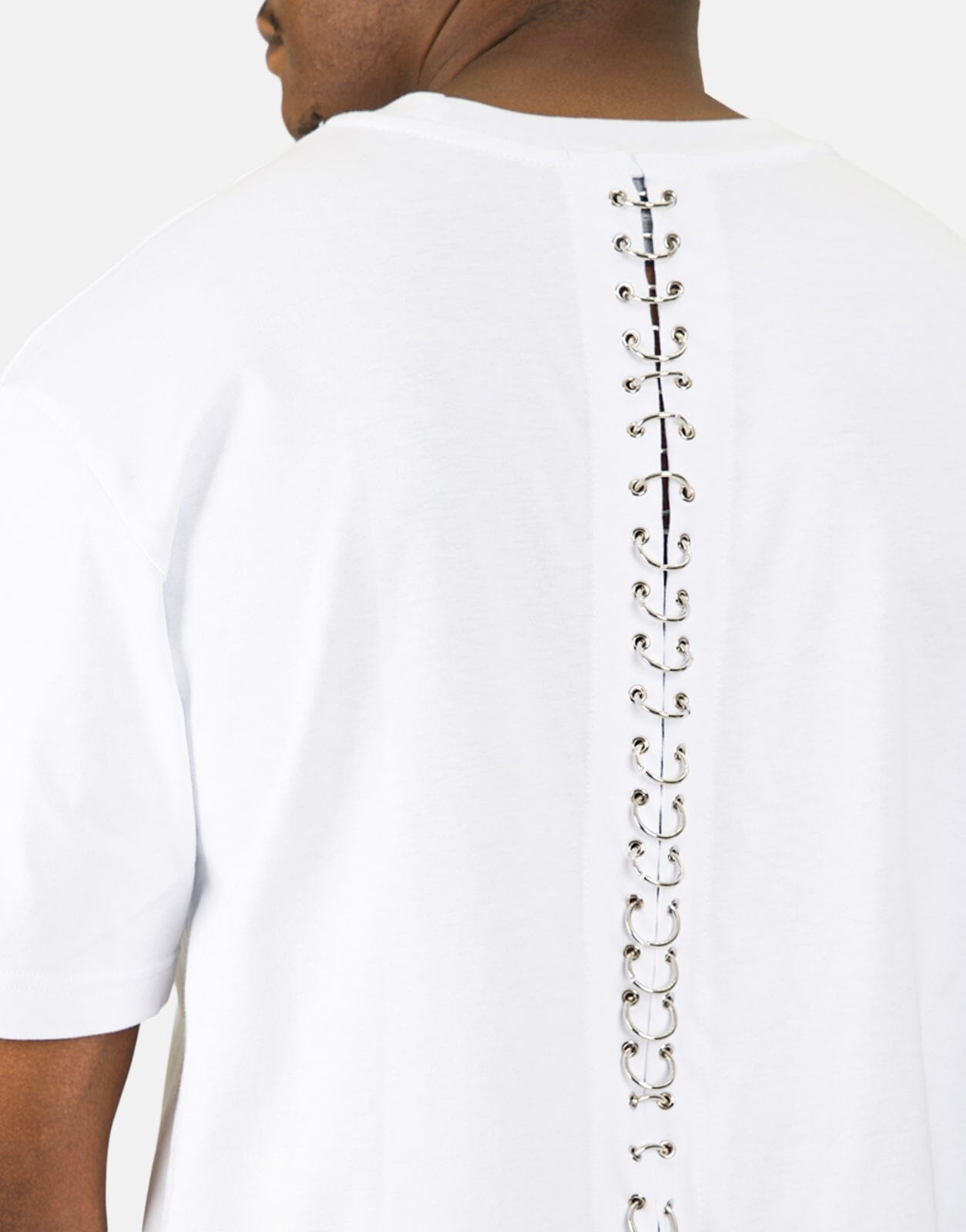 Les Hommes Black Label Back Pierce White T-Shirt - Subwear