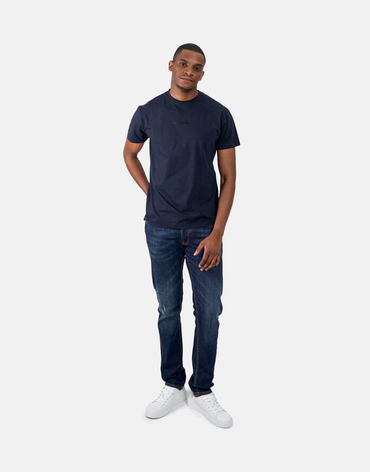 Les Hommes Centre Print Navy T-Shirt - Subwear