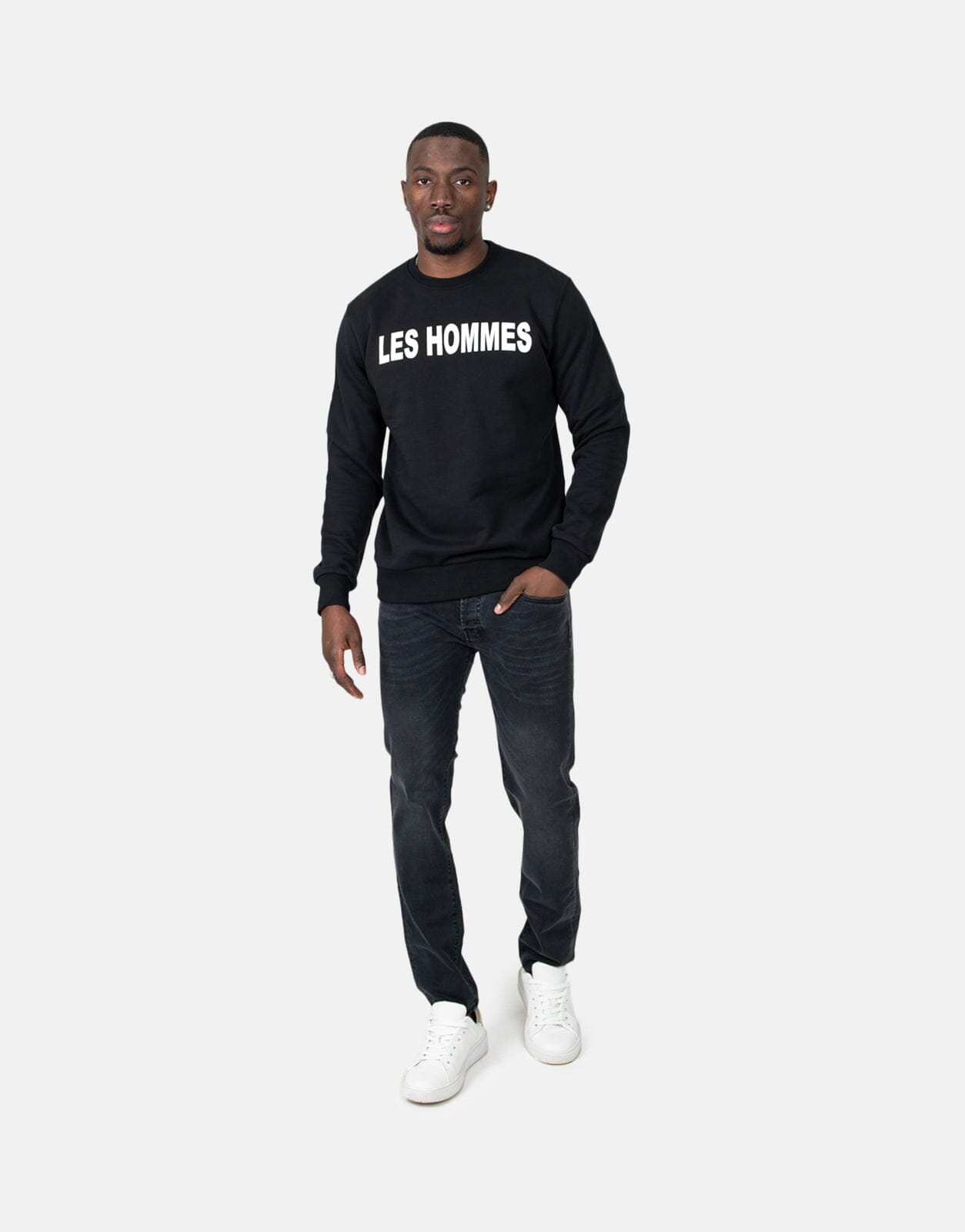 Les Hommes Chest Font Black Sweatshirt - Subwear