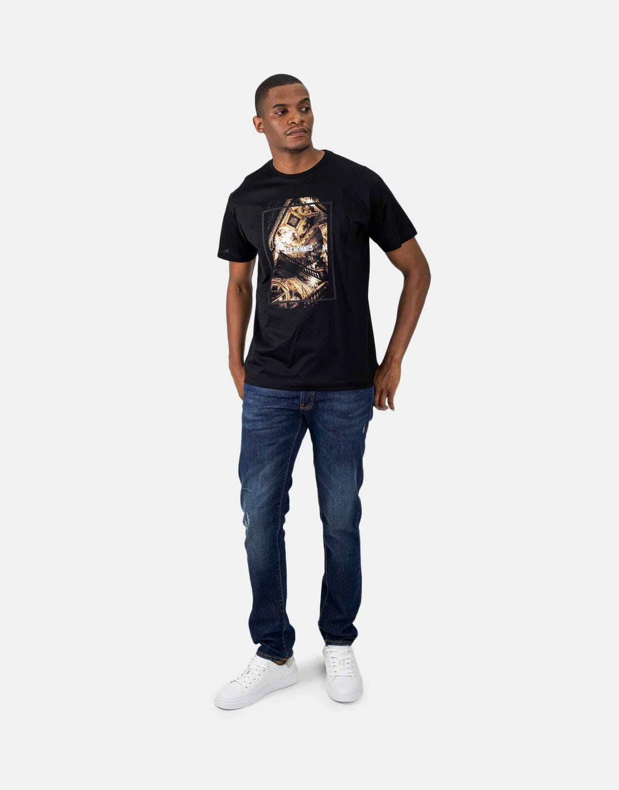 Les Hommes Digital Print Black T-Shirt - Subwear