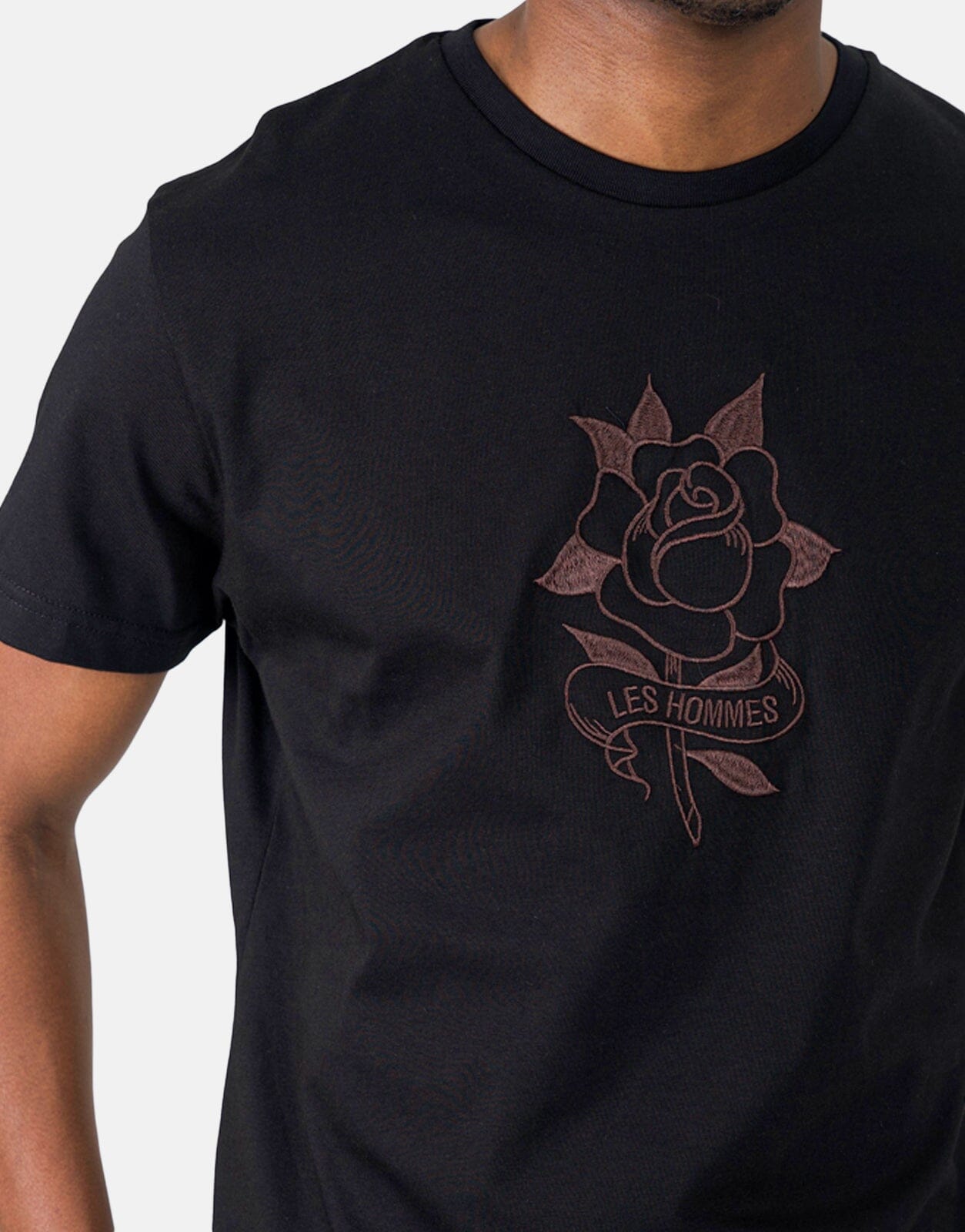 Les Hommes Embroidery Black T-Shirt - Subwear