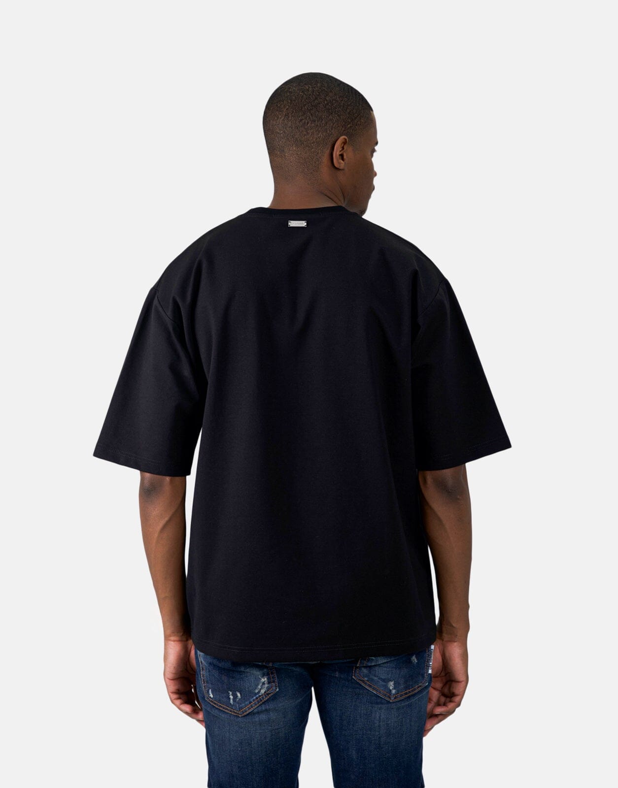 Les Hommes Flock Print Oversized Black T-Shirt - Subwear
