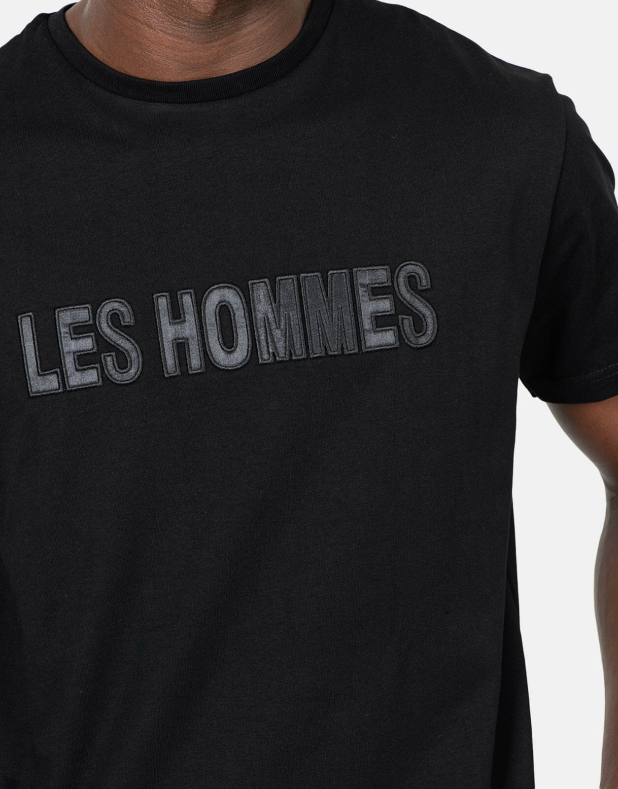 Les Hommes Glitter Chest Logo Black T-Shirt - Subwear