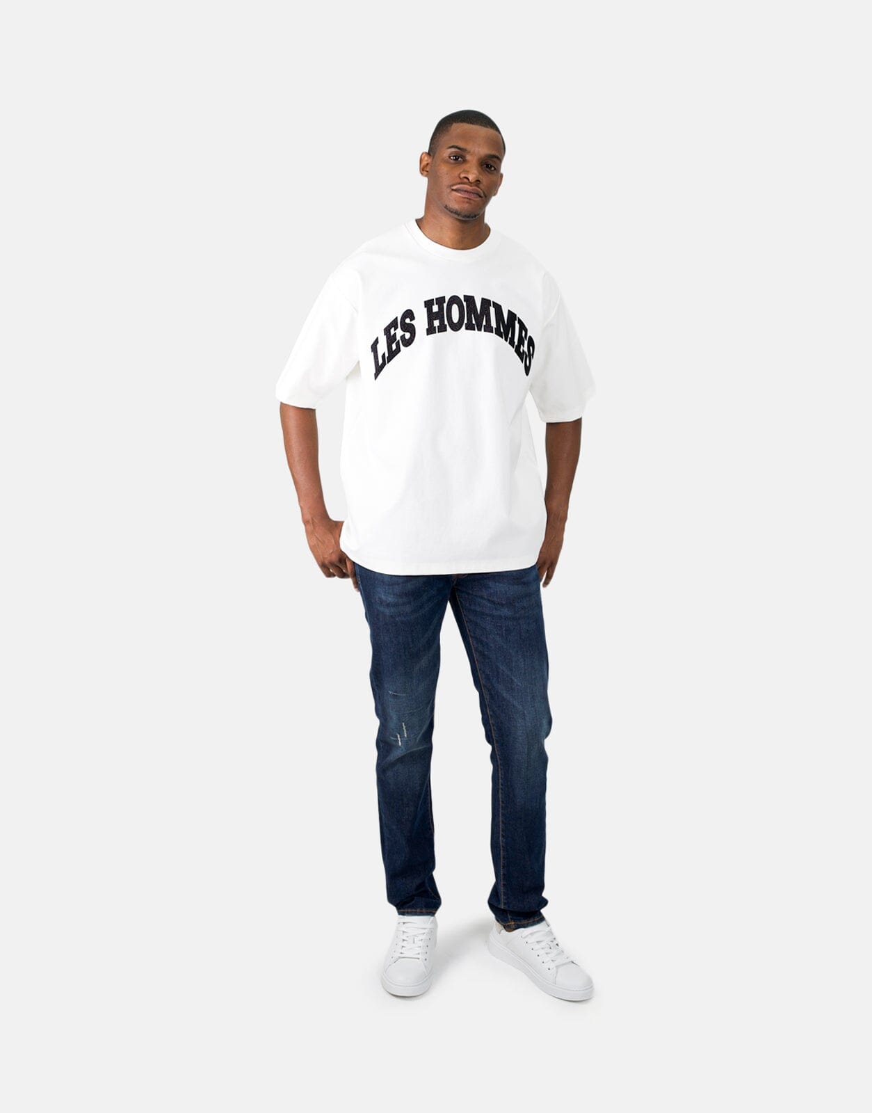 Les Hommes Glitter Logo White T-Shirt - Subwear