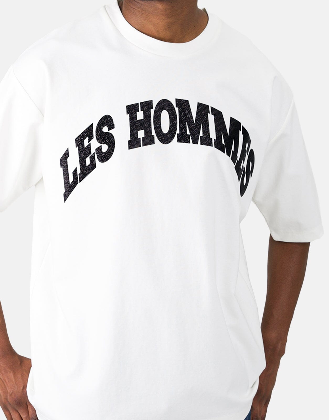 Les Hommes Glitter Logo White T-Shirt - Subwear