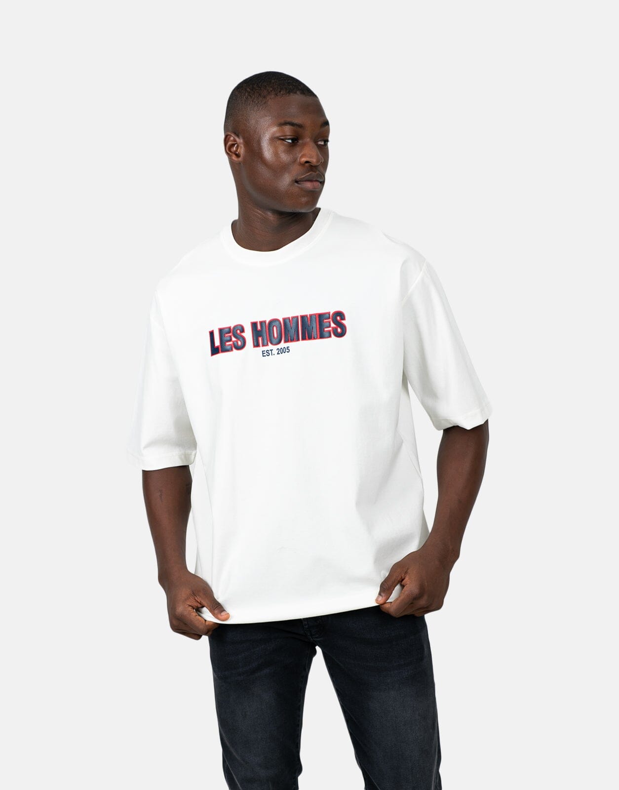 Les Hommes Over Rubber Print White T-Shirt - Subwear