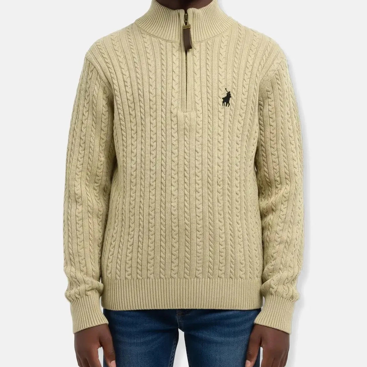 Polo Boys Simpiwe Quarter Zip Khaki Knitwear