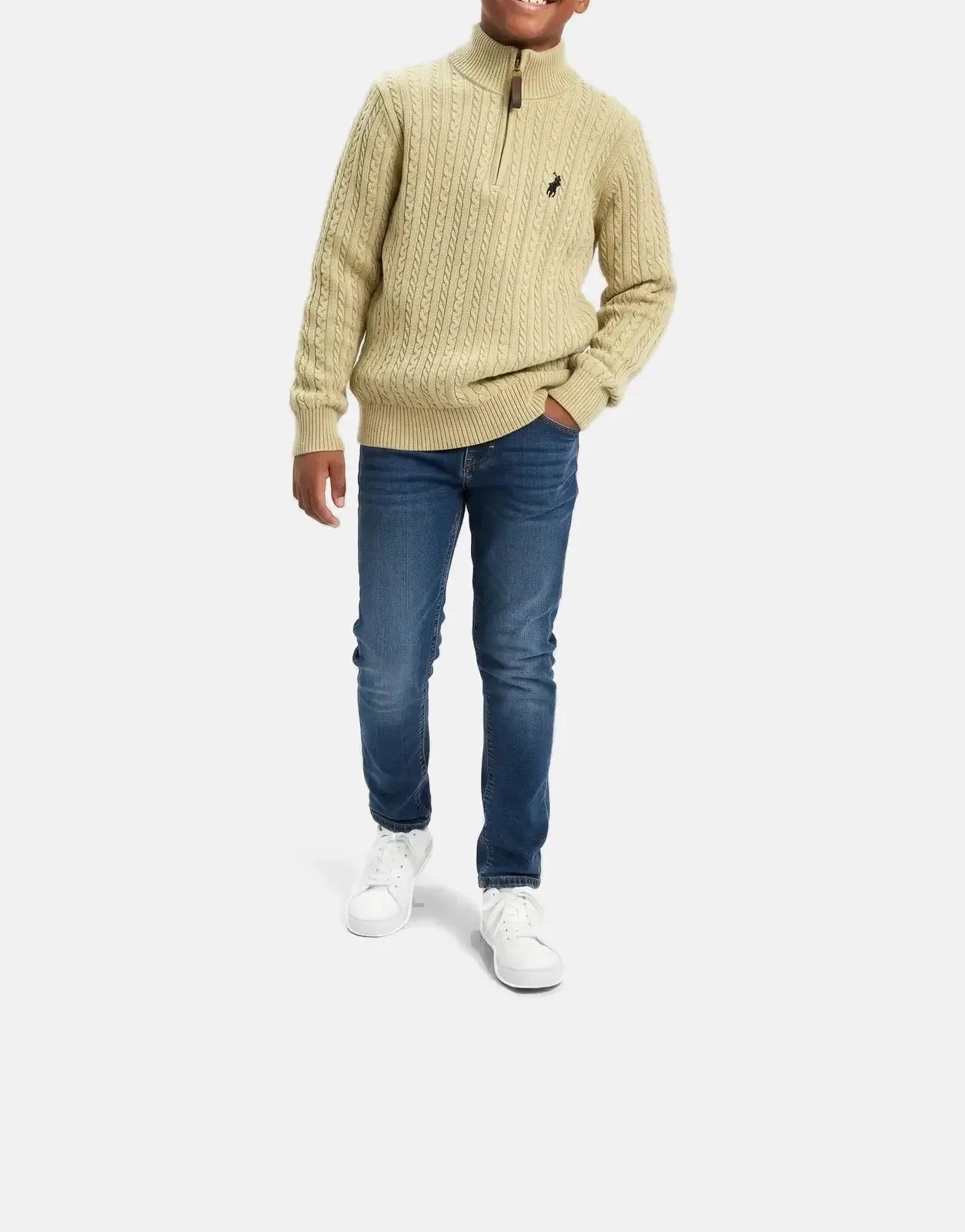Polo Boys Simpiwe Quarter Zip Khaki Knitwear - Subwear