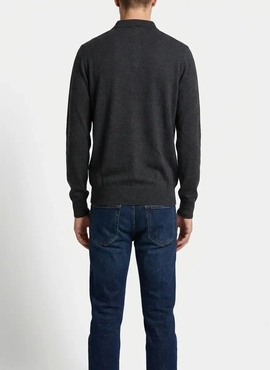Polo Cotton LS Knitwear Charcoal Melange Golfer - Subwear