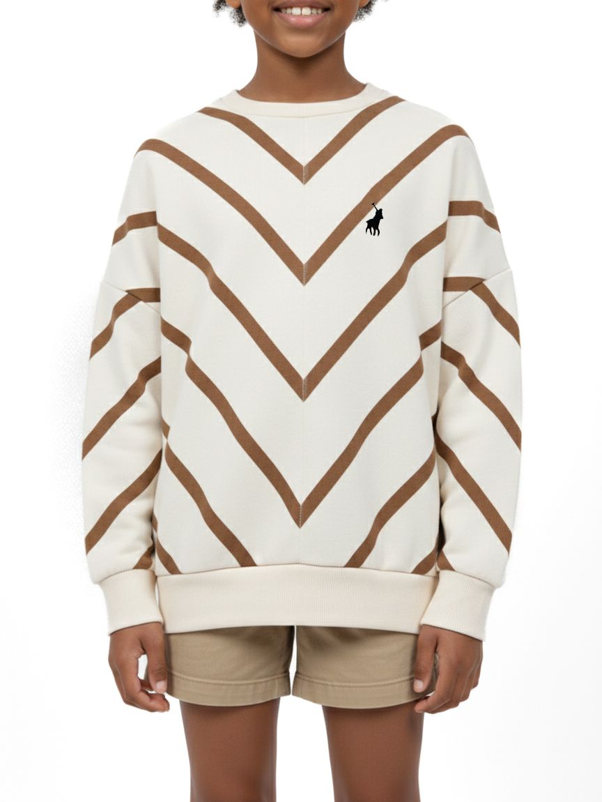 Polo Girls Isla Striped Batwing Sand Sweatshirt - Subwear