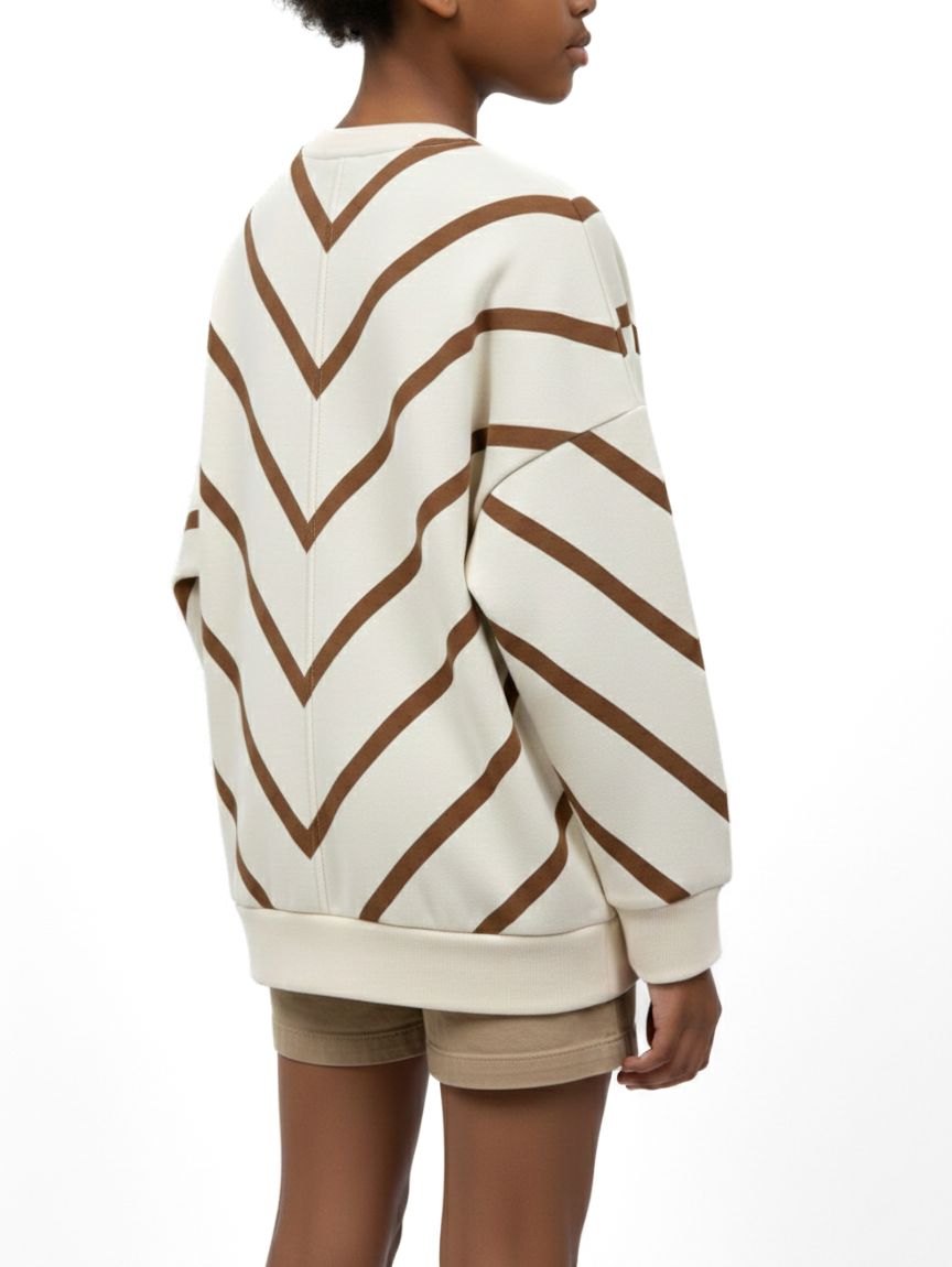 Polo Girls Isla Striped Batwing Sand Sweatshirt - Subwear