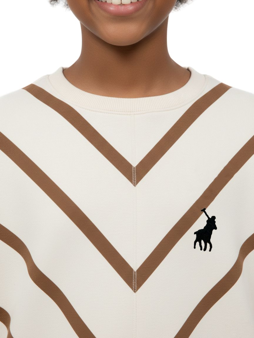 Polo Girls Isla Striped Batwing Sand Sweatshirt - Subwear