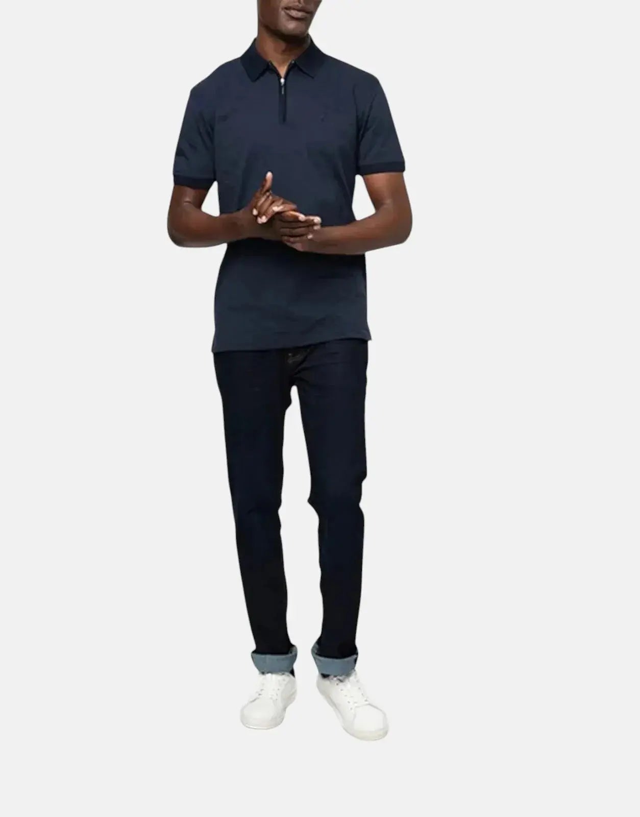 Polo Jacquard Quarter Zip Navy Golfer - Subwear