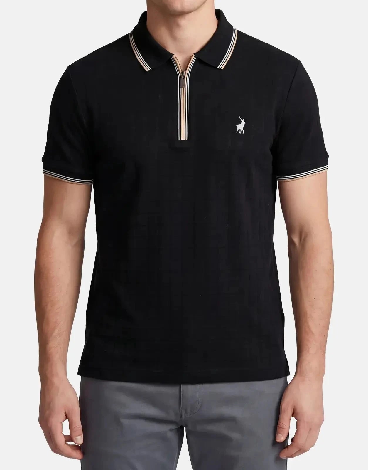 Polo Plain 1/4 Zip Black Golfer - Subwear