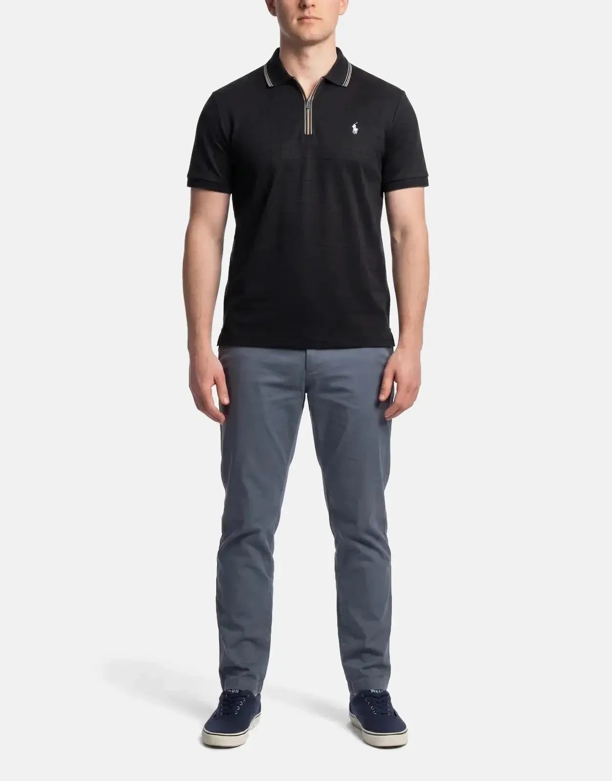 Polo Plain 1/4 Zip Black Golfer - Subwear
