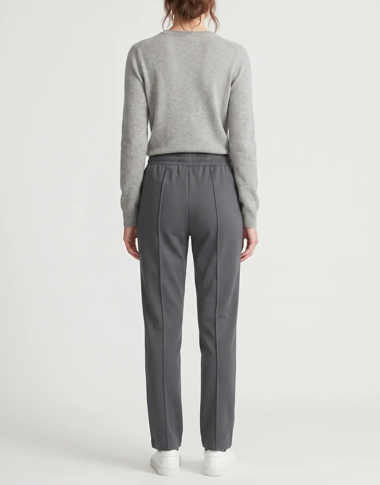 Polo Robyn Gunmetal Track Pants in dark grey, back view with elastic waistband and straight-leg fit.