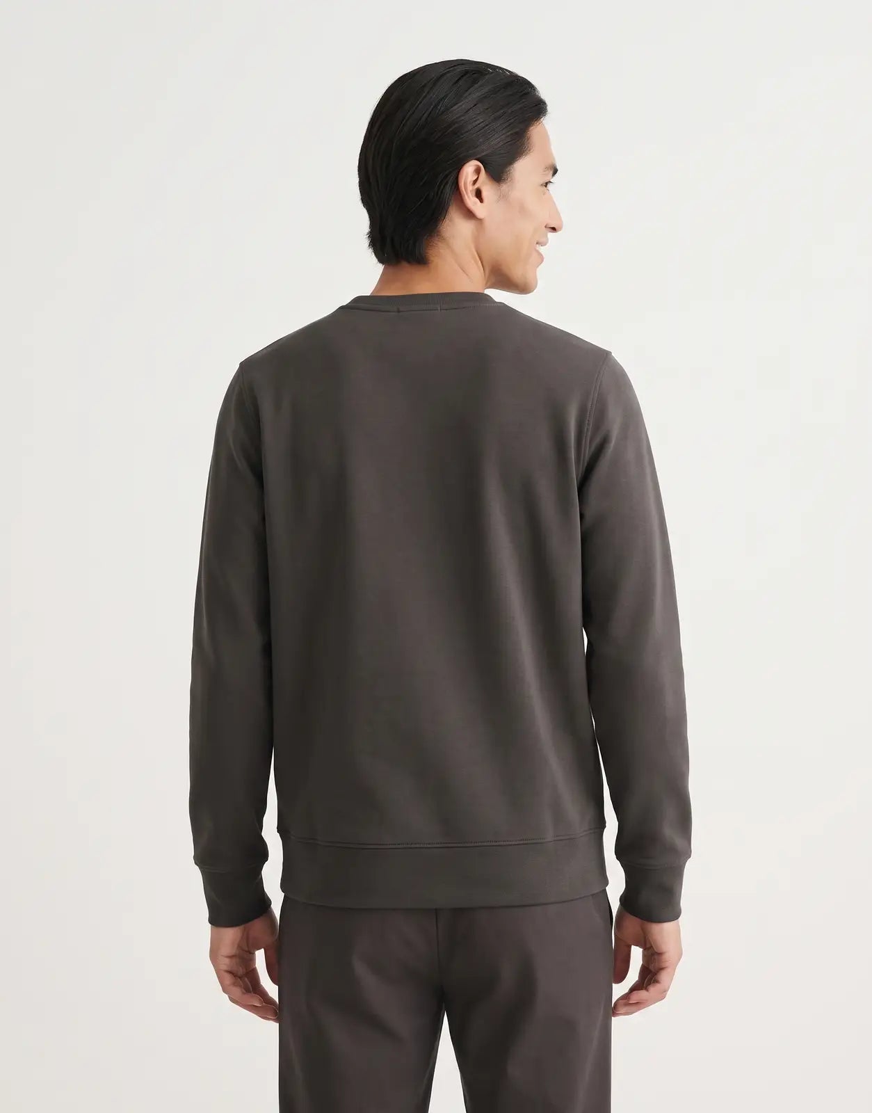 Back view of a dark grey Pure Premium Fiero Sweatshirt with long sleeves and a crew neck, made from smooth fabric.