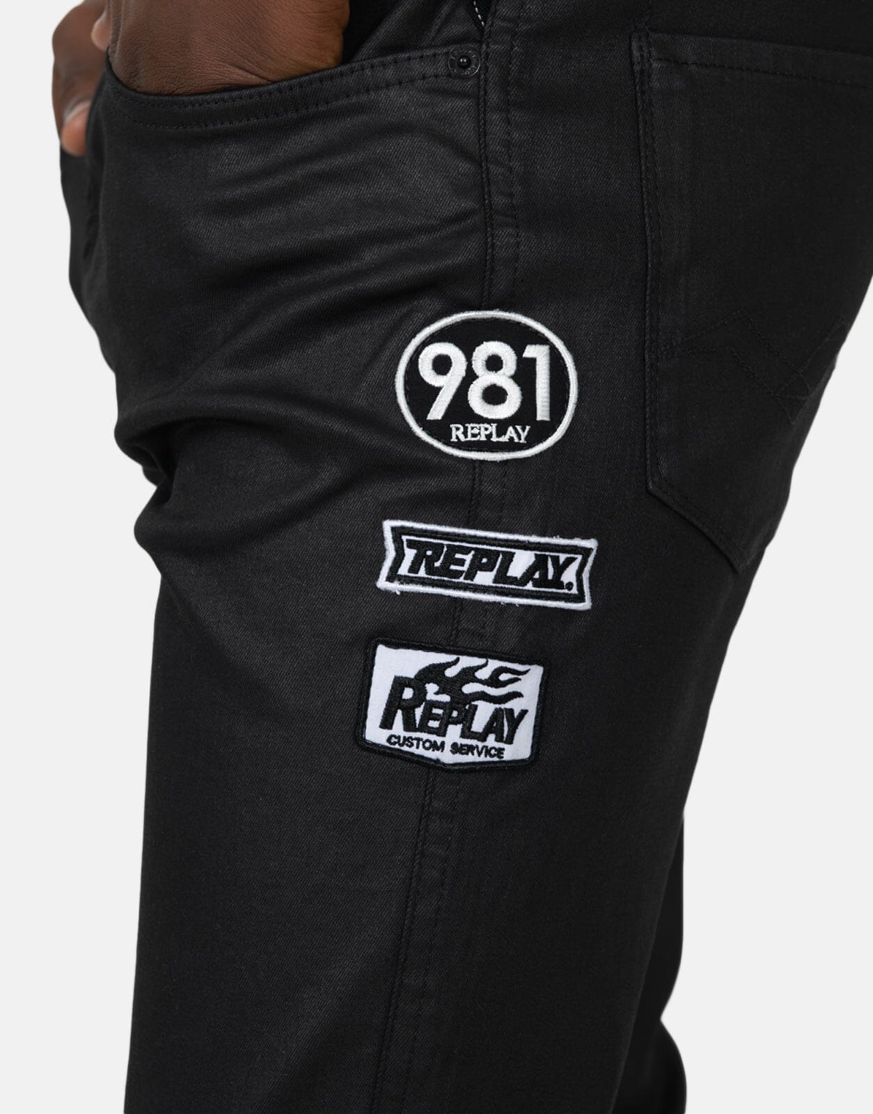 パンツ Replay / art repair denim pants Men's Replay Baose Black Denim Jeans - MA934A