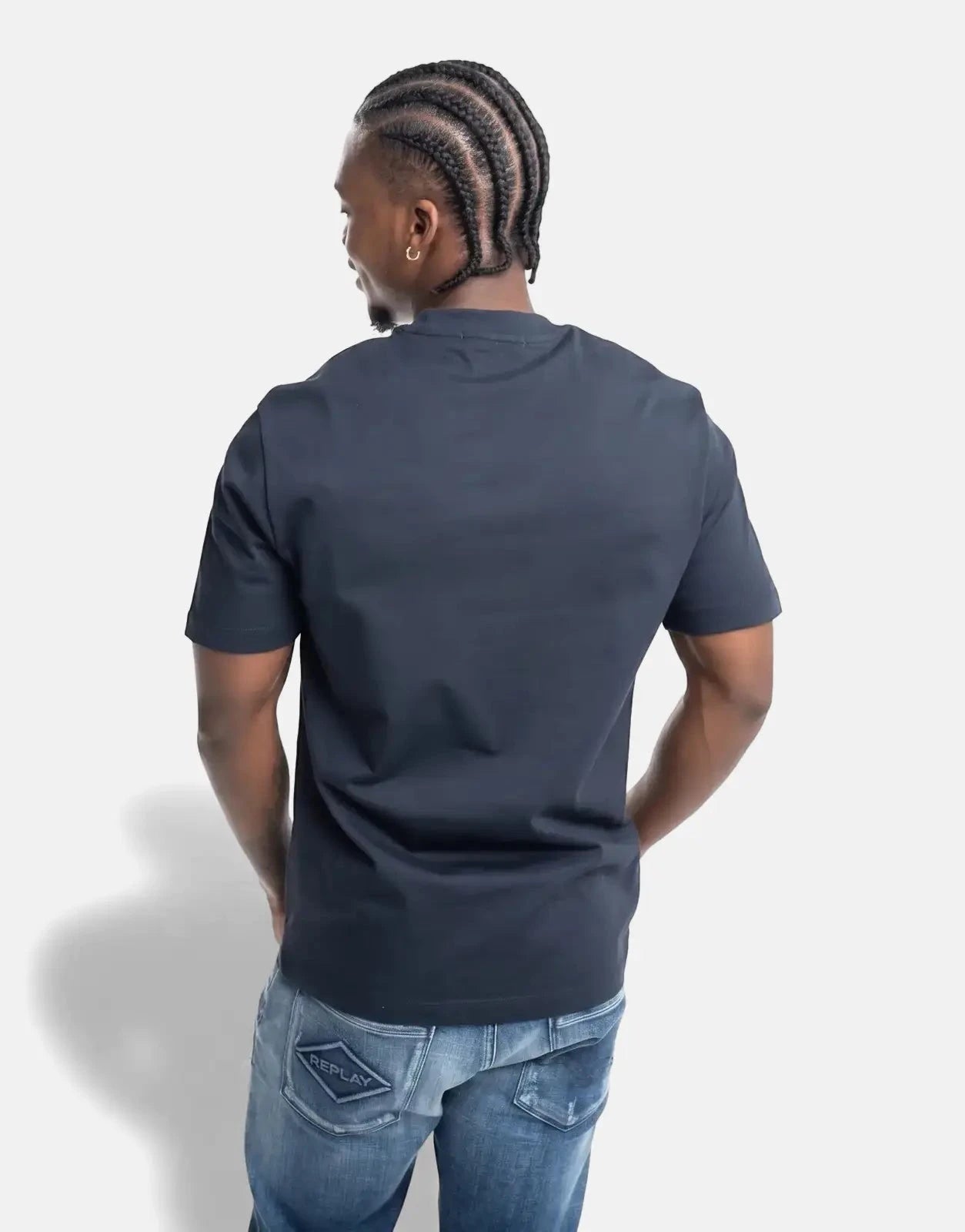 Replay Blue Jeans Side Stitch Print Deep Blue T-Shirt - Subwear