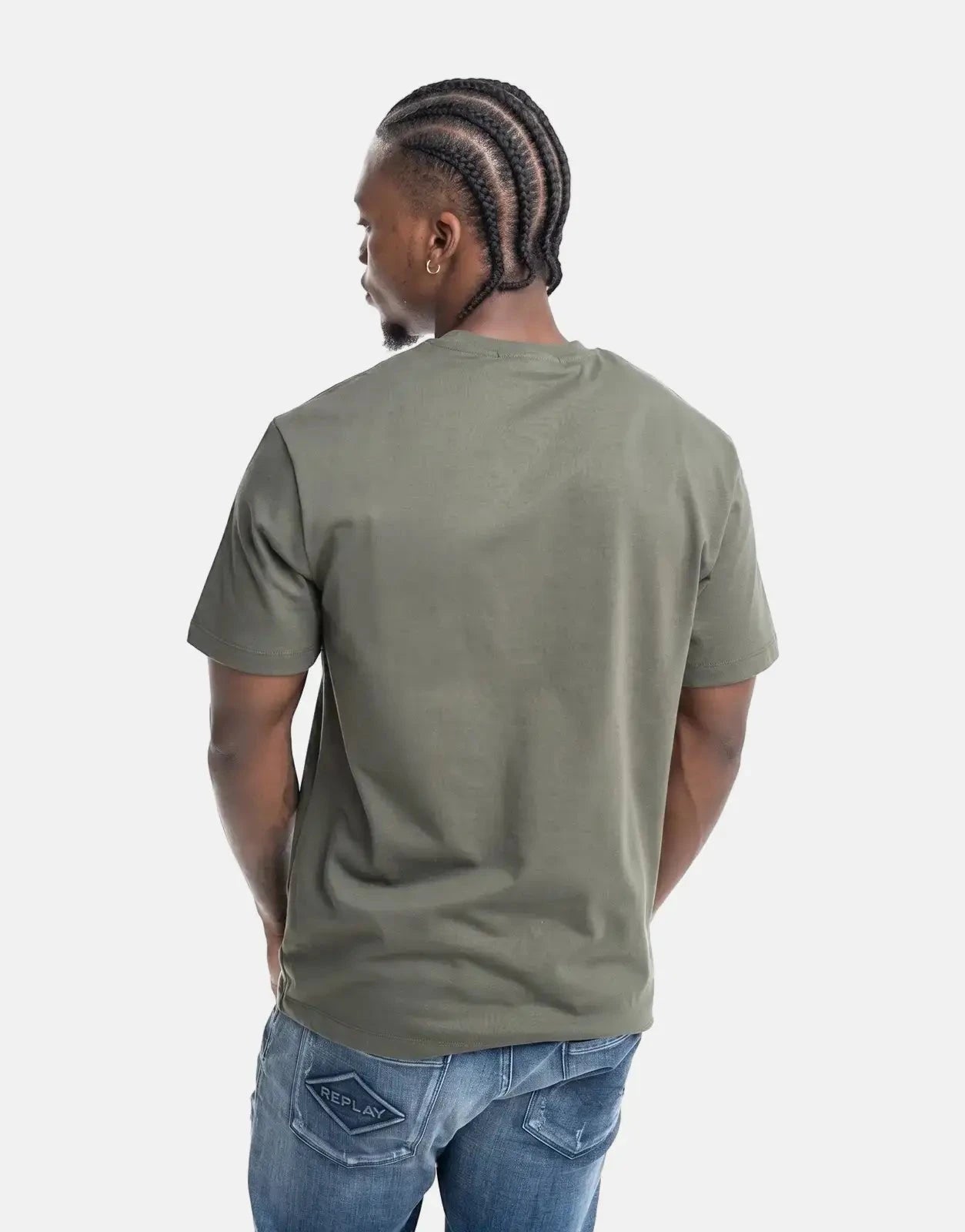 Replay Denim CO Stitch Print Military Green T-Shirt - Subwear