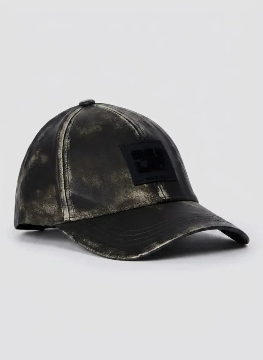 Replay Leather Washed Black Cap - Subwear
