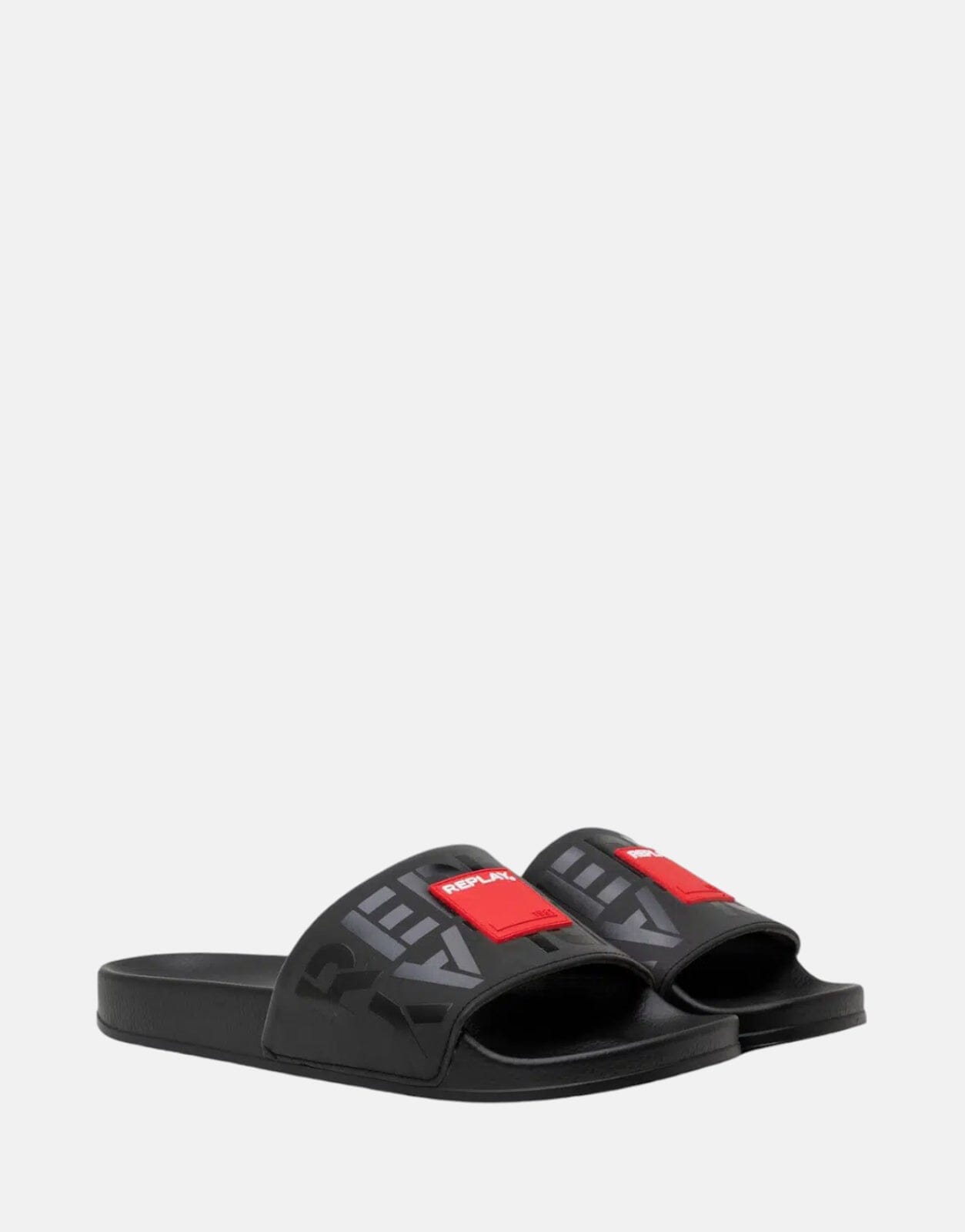 Replay Up Label Black/Red Slides - Subwear