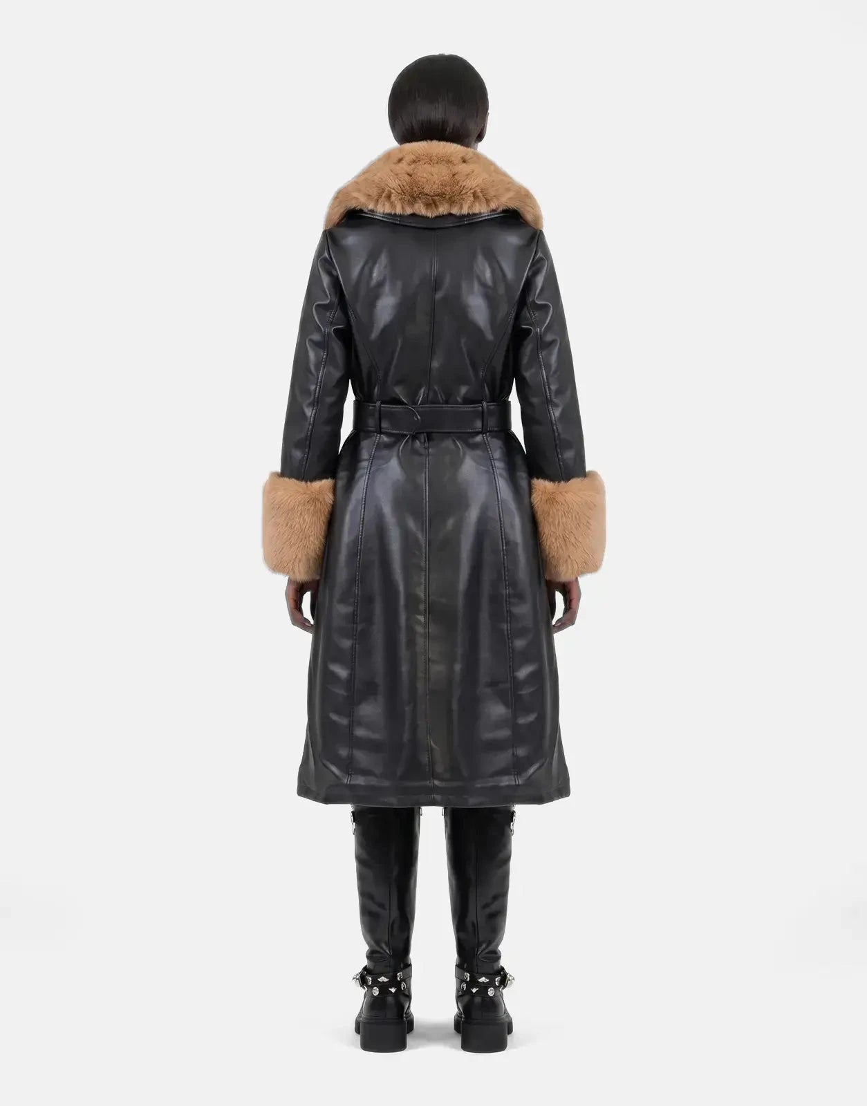 Sissy Boy Deal Breaker Faux Fur-Trimmed Black/Brown Coat - Subwear