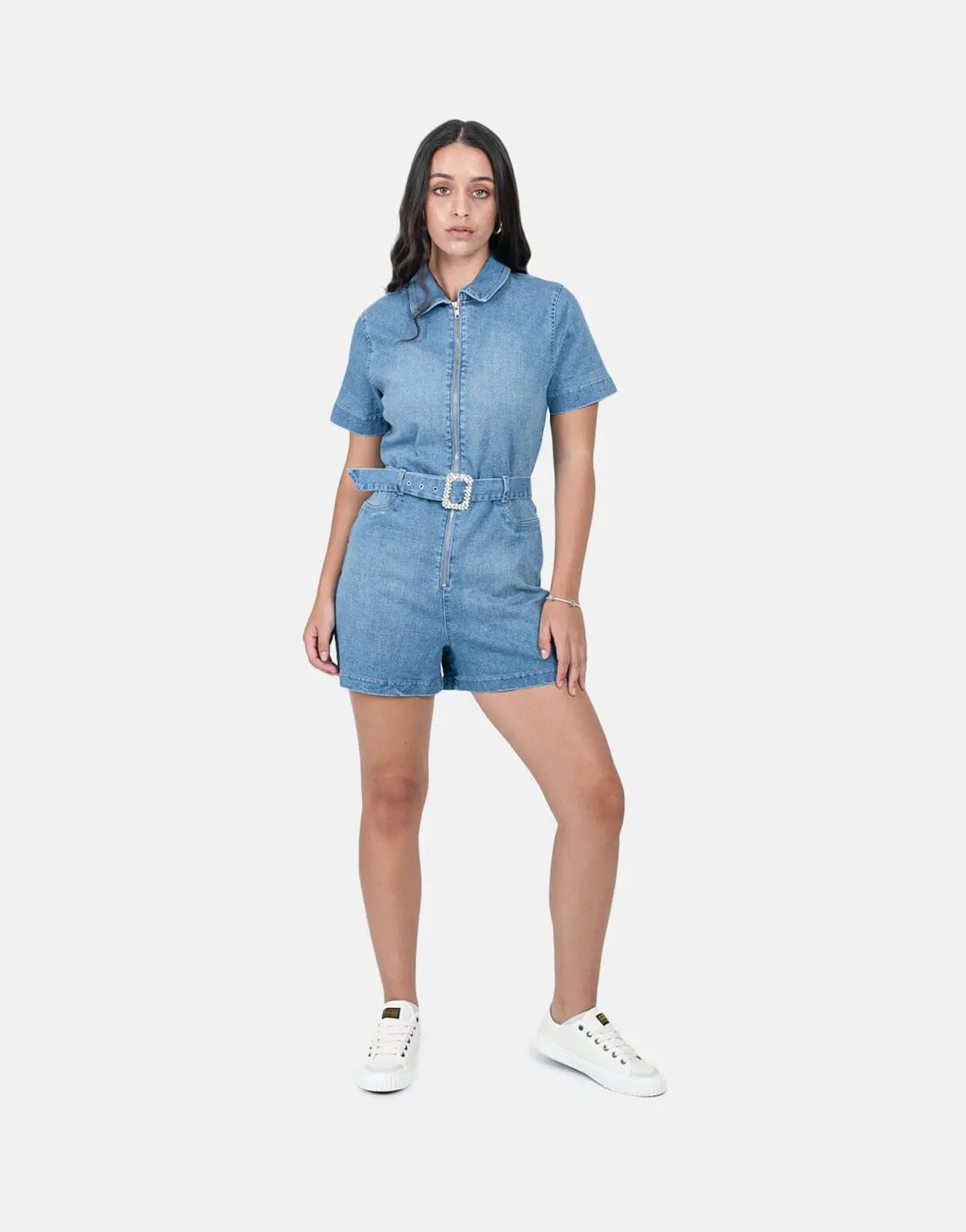 Sissy Boy Denim Self Belt Playsuit Lt Vintage - Subwear